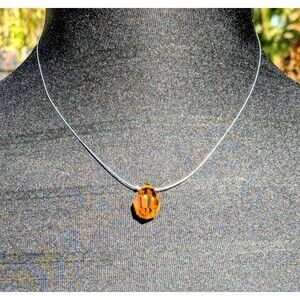 Citrine Golden Orange Crystal Teardrop Preciosa Europe Pear Pendant Necklace NWT